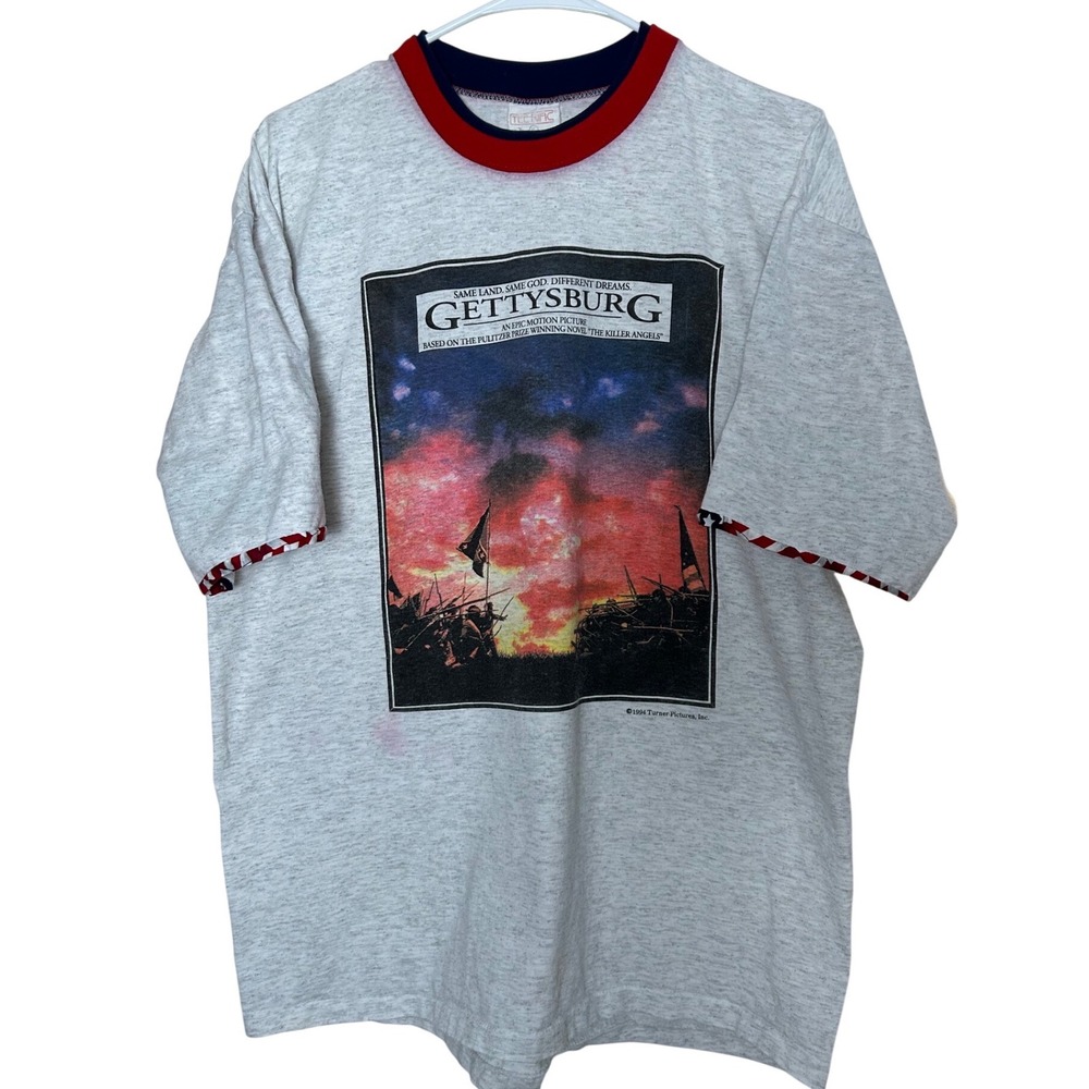 Vintage 1994 Gettysburg Movie Promo T-Shirt Single Stitch‎ Grey Ringer XL USA